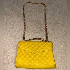 Genuine leather Yellow Quilted Chain Shoulder Renecca Minkoff Bag